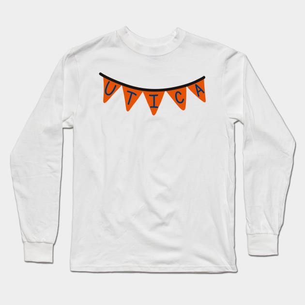 Utica Banner (orange) Long Sleeve T-Shirt by anrockhi